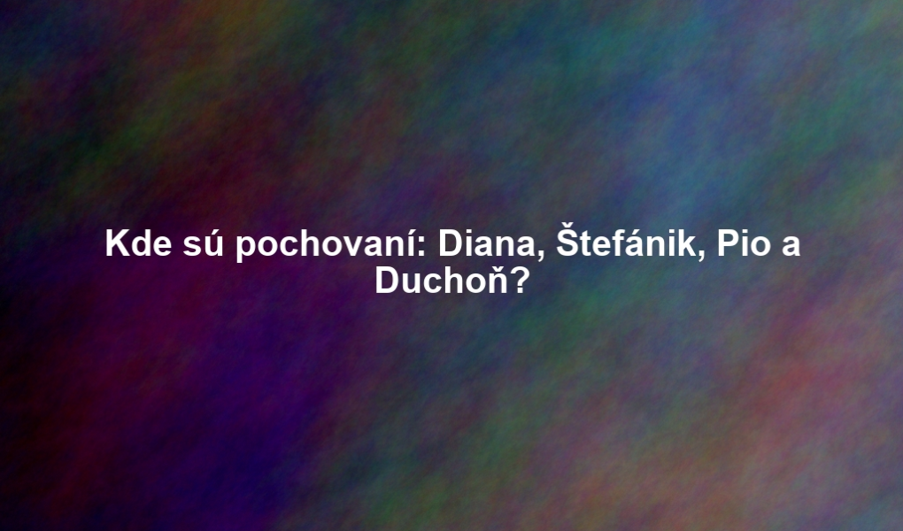 Kde sú pochovaní: Diana, Štefánik, Pio a Duchoň?